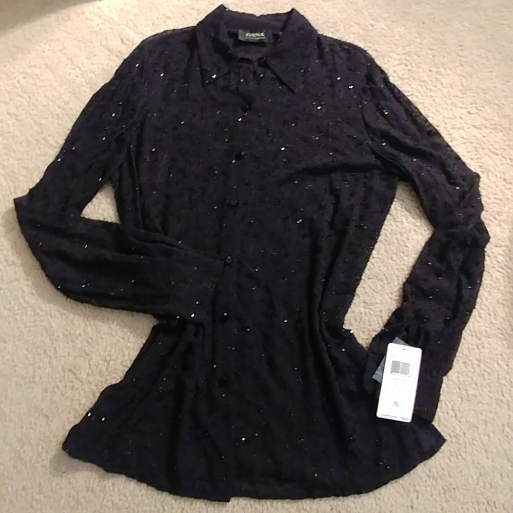 Beaded Dana Buchman 2-piece blouse set